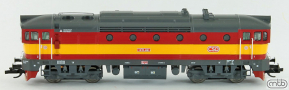 [Lokomotivy] &rarr;&nbsp;[Motorov�]&nbsp;&rarr;&nbsp;[T478.3 &bdquo;Brejlovec&rdquo;]&nbsp;&rarr;&nbsp;CSD-T478-4063: dieselov� lokomotiva �erven� se �lut�m p�sem, tmav� �ed� st�echa a r�m