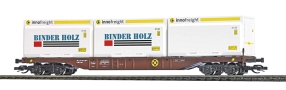 [N�kladn� vozy] &rarr;&nbsp;[N�zkost�nn�]&nbsp;&rarr;&nbsp;[4-os� kontejnerov� Sngs]&nbsp;&rarr;&nbsp;31140: �ervenohn�d� se t�emi kontejnery na d�evn� �t�pku „BINDER HOLZ”