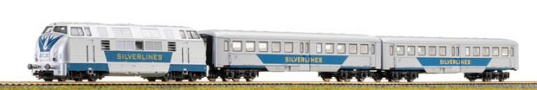 [Soupravy] &rarr;&nbsp;[S lokomotivou]&nbsp;&rarr;&nbsp;500725: set dieselov� lokomotivy BR 221 a dvou voz� E5 &Prime;Silverlines&Prime;