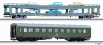 [Soupravy] &rarr;&nbsp;[Osobn�]&nbsp;&rarr;&nbsp;01703 E: set osobn�ho vozu a vozu pro p�epravu aut „Autoreisezug Dresden-Budapest 3“