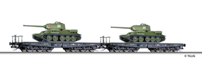 [Soupravy] &rarr;&nbsp;[N�kladn�]&nbsp;&rarr;&nbsp;01675: set dvou plo�inov�ch voz� s n�kladem tank� T34/85