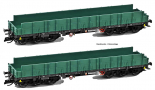 [Soupravy] &rarr;&nbsp;[N�kladn�]&nbsp;&rarr;&nbsp;NW52902: set dvou plo�inov�ch n�kladn�ch voz� s vysok�mi bo�nicemi, zelen�, �ern� r�m a podvozky